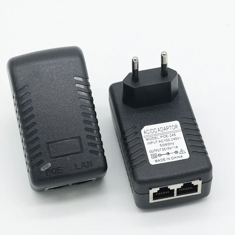 15V 1A falra szerelhető Euro Plug Ethernet POE befecskendező