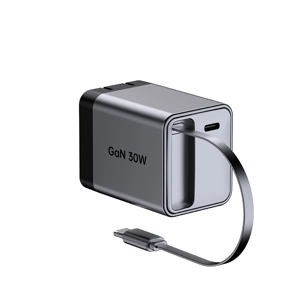 30 W-os US-csatlakozós összecsukható gyorstöltő visszahúzható usb c kábellel