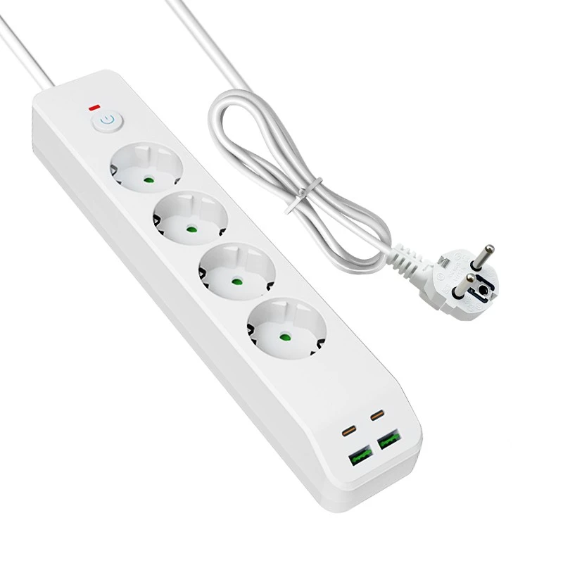 Gyorstöltő EU tápegység 4 váltakozó árammal és 4 USB-vel